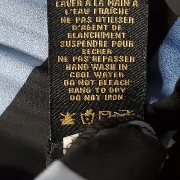 𝅺renuar Blue White Striped Pleated Round Neck Long Bell Sleeves Blouse Size M - Picture 10 of 10